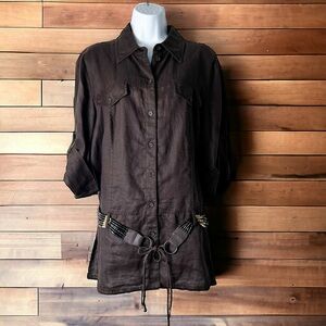 Taifun - Brown‎ Linen Belted Tunic - Sz. 14